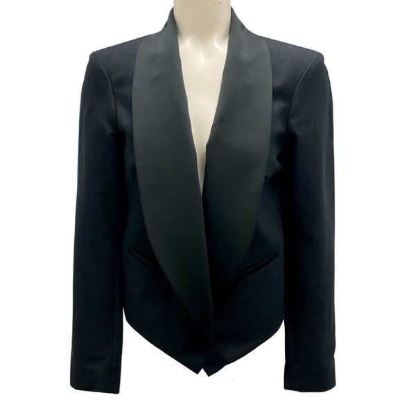 Isabel Marant Black Satin Trimmed Tuxedo-Style Cotton and Linen Jacket